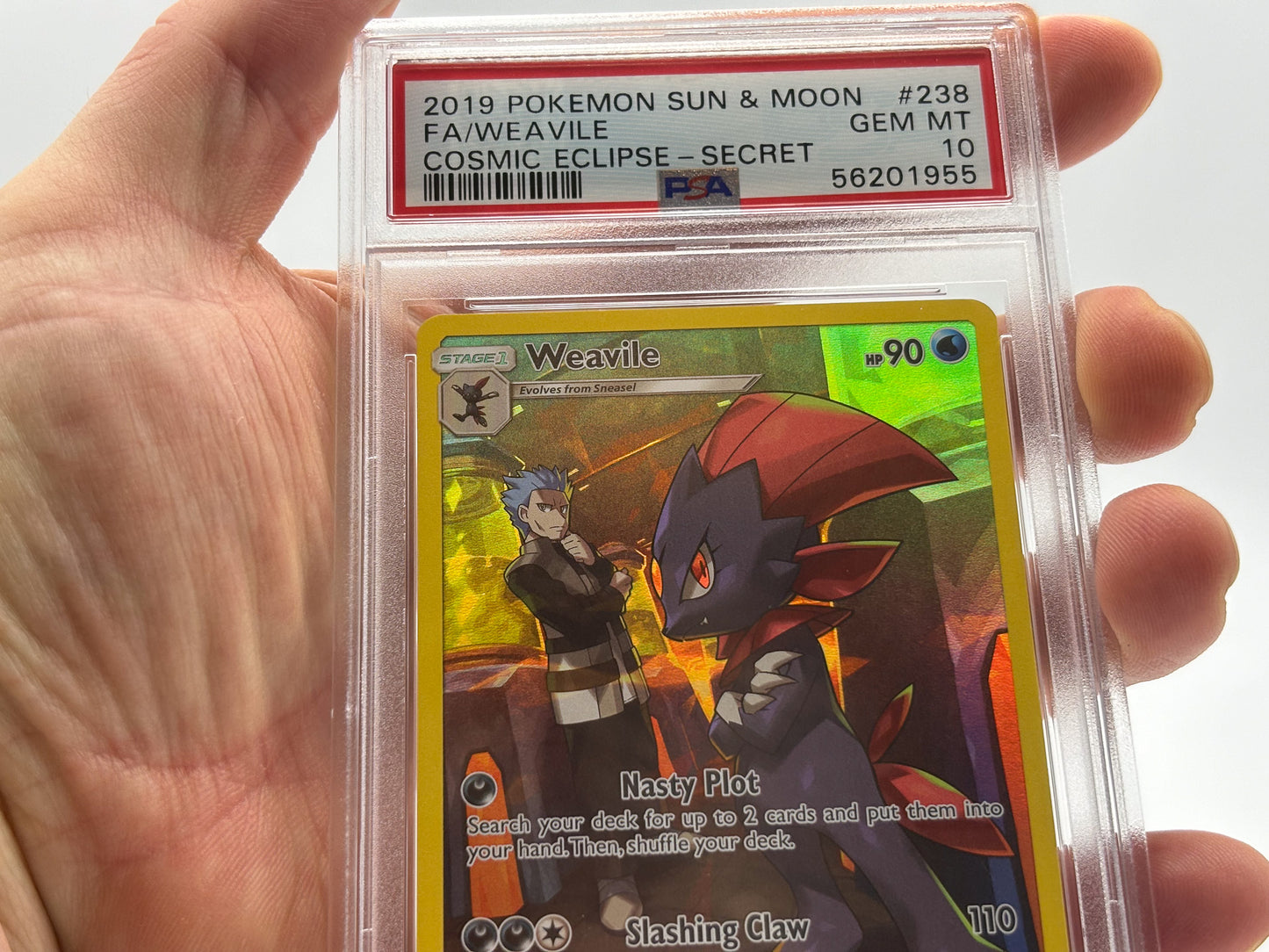 PSA 10 - Secret Rare Weavile - Cosmic Eclipse #238