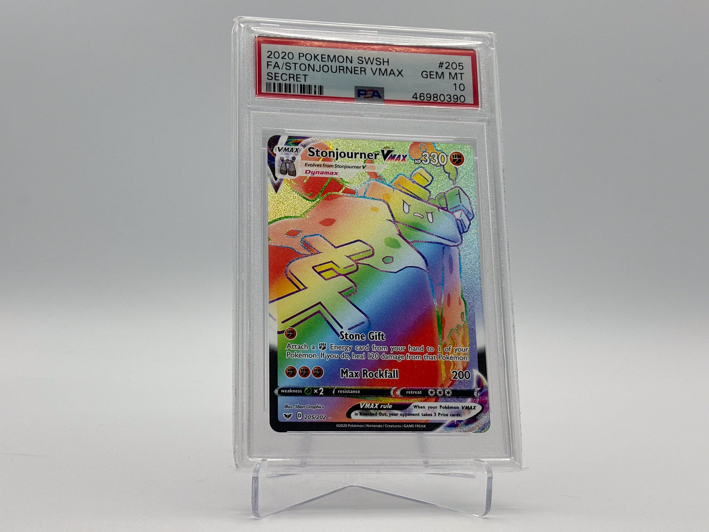 PSA 10 - Rainbow Stonjourner VMAX - SWSH #205