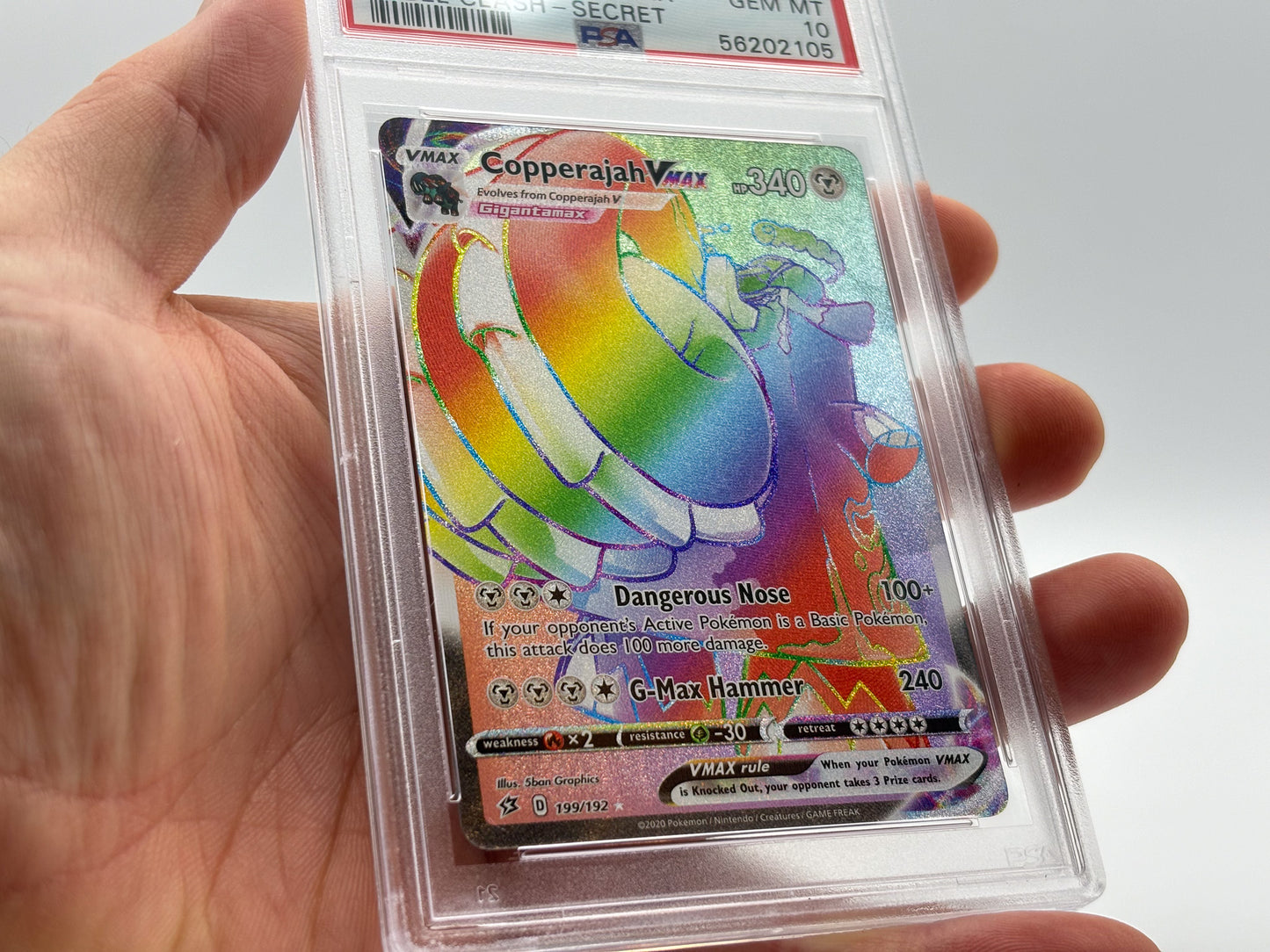 PSA 10 - Rainbow Rare Copperajah VMAX - Rebel Clash #199