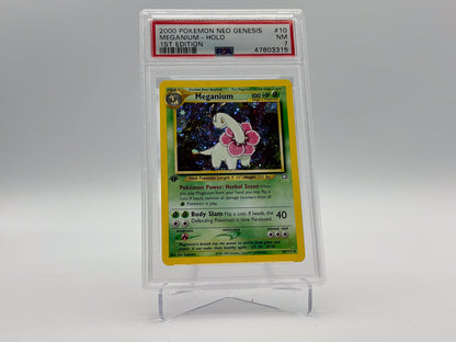 PSA 7 - 1st Edition Meganium Holo - Neo Genesis #10