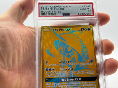 PSA 10 - Gold Tapu Fini - Hidden Fates #SV92